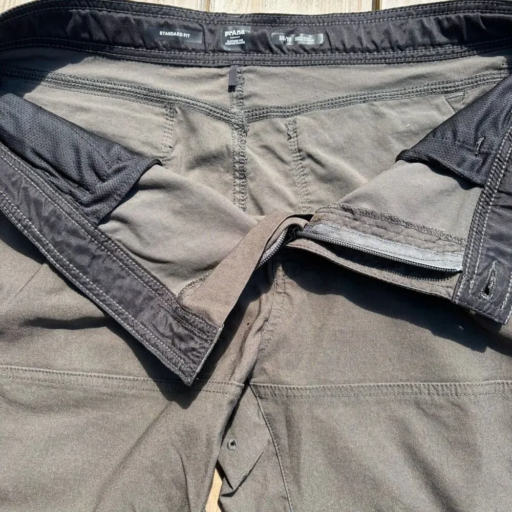 Prana Standard Fit Stretch Zion II Shorts Men’s 38 Webbing Belt Zip Pocket Tech